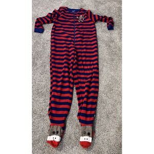 Nick & Nora Sock Monkey One Piece Pajamas Sleepwear Footed Adult Small Full Zip